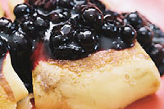 Cheese Blintzes with Blueberry Sauce