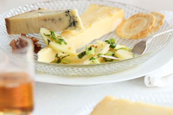Cheese with pickled pear salad