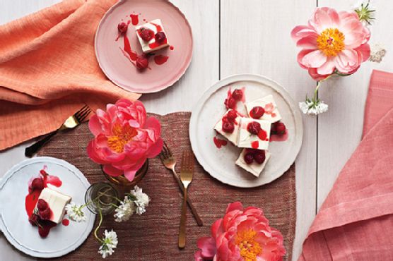 Cheesecake with Ginger-Lime Candied Raspberries