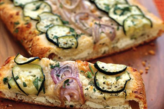 Cheesy Zucchini and Red Onion Flatbread