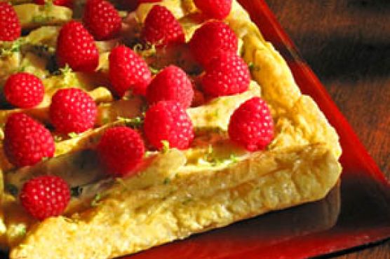 Cherimoya Tart with Raspberries & Lime