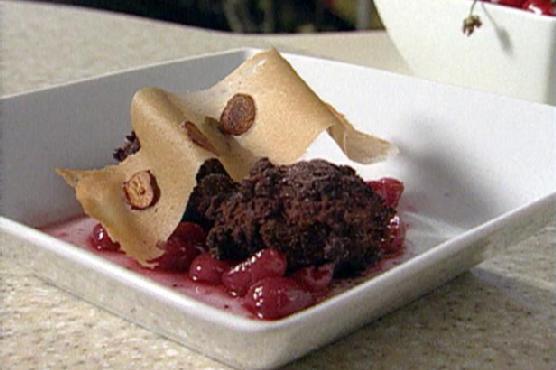 Cherry Chocolate Beignets with Vanilla Stewed Cherries