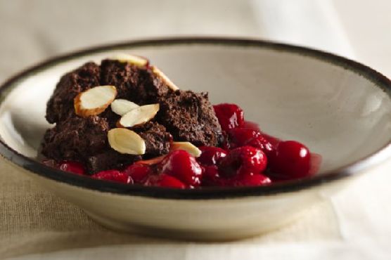 Cherry-Raspberry Chocolate Cobbler