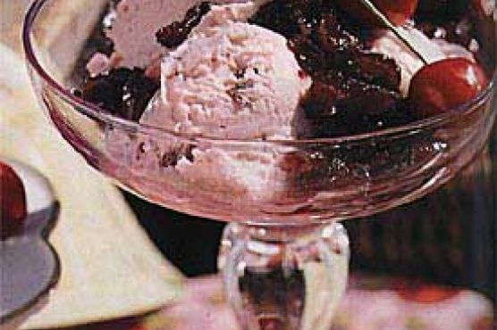 Cherry-Vanilla Bean Ice Cream with Cherry Sauce