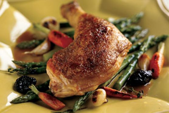 Chicken in Riesling with Prunes and Cabbage