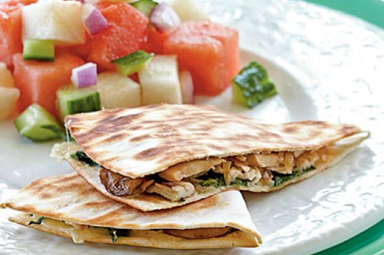 Chicken, Mushroom, and Gruyere Quesadillas