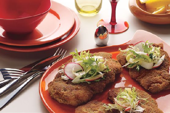 Chicken Schnitzel with Frisée-Apple Salad