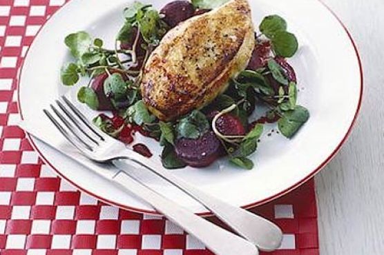 Chicken with beetroot & watercress