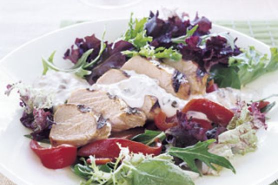 Chicken with Tarragon-Caper Sauce with Mixed Greens
