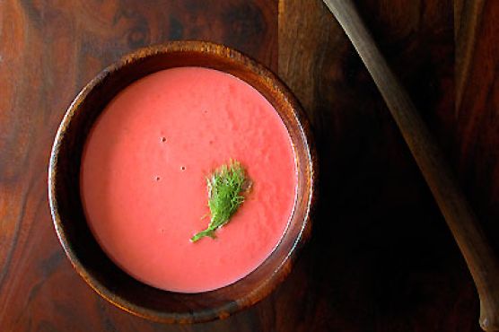 Chilled Beet & Fennel Soup with Norwegian Snøfrisk Cheese