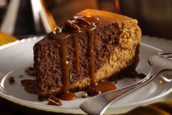 Chocolate Bourbon Pumpkin Cheesecake