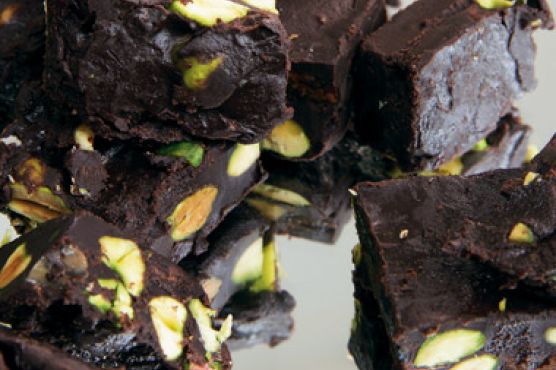 Chocolate Chunks with Cherries and Pistachios