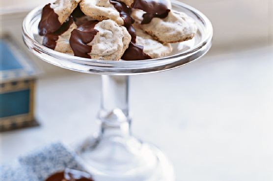 Chocolate-Dipped Almond Meringues