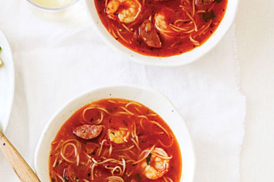 Chorizo and Shrimp with Toasted Pasta