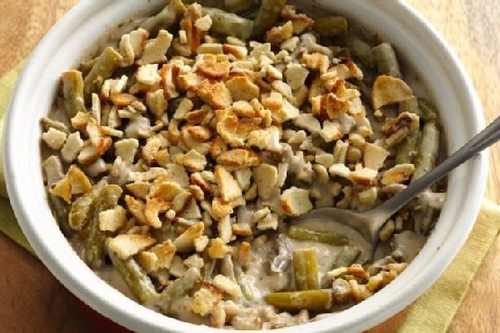 Classic Green Bean Casserole with Baguette Chips