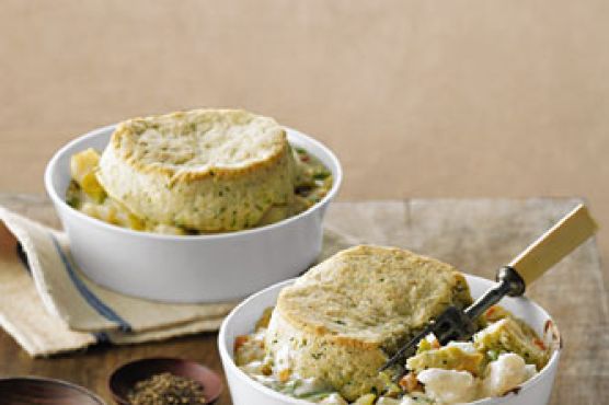 Cod Potpies with Dill Biscuit Crusts