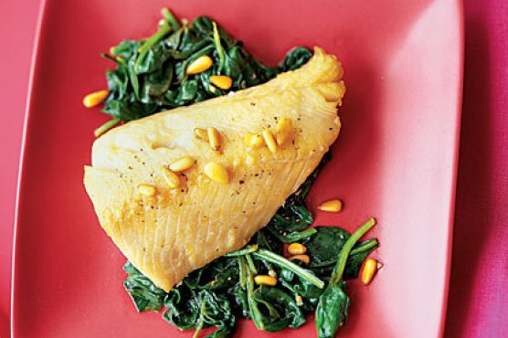 Cod With Pine Nut Brown Butter and Garlicky Spinach