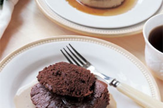 Coffee-Cardamom Flans with Orange Crème Fraîche