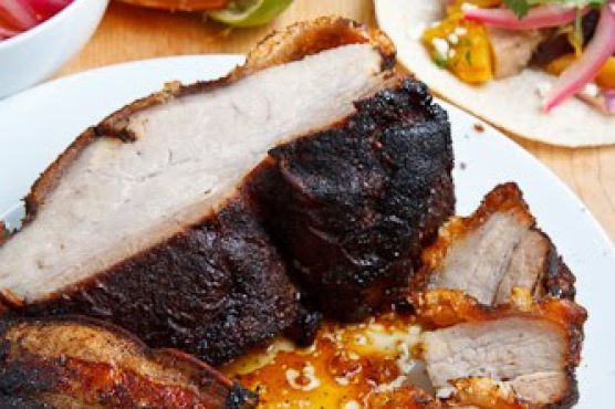 Coffee Rubbed Roasted Pork Belly Tacos