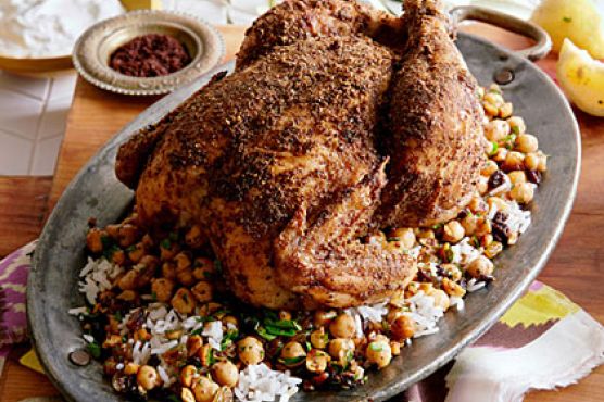 Coriander and Sumac Roast Chicken with Chickpeas and Hazelnuts