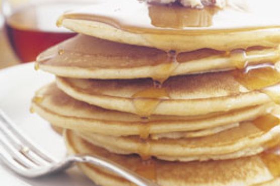 Cornmeal Pancakes with Honey-Pecan Butter