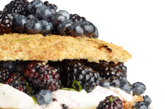 Cornmeal Shortcake with Maple Berries