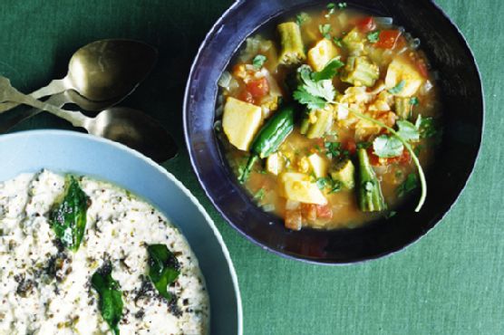 Crisp Okra in Yogurt Sauce