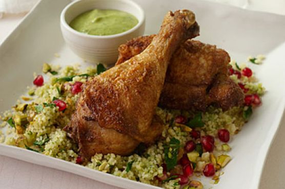 Crisp Spiced Chicken with Hummus Vinaigrette