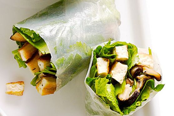 Crisp Tofu, Shiitake, and Spinach Summer Rolls