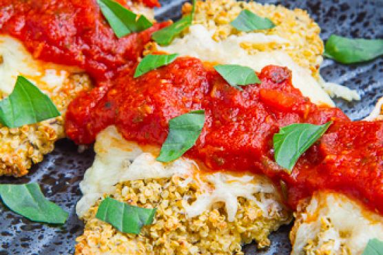 Crispy Baked Quinoa Crusted Chicken Parmesan