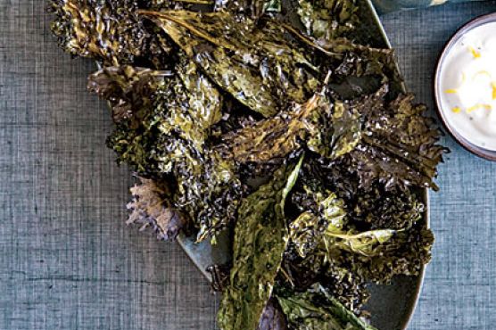 Crispy Kale with Lemon-Yogurt Dip