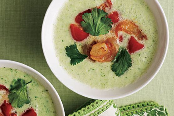 Cucumber Gazpacho with Shrimp Relish