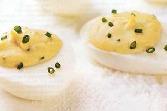 Cumin and Chive Stuffed Eggs