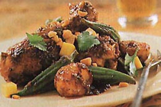 Curried Chicken Legs with Okra and Potatoes