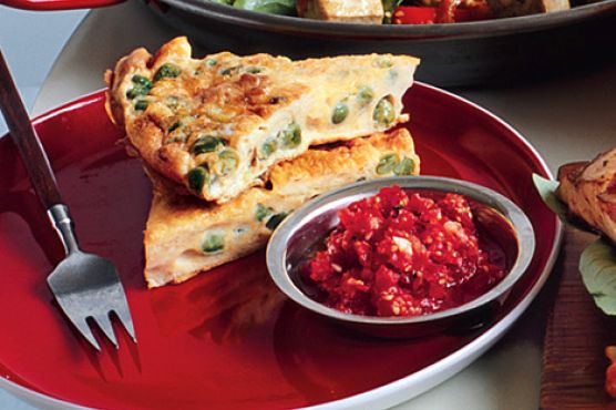 Curried Pea Frittata with Fresh Tomato Chutney