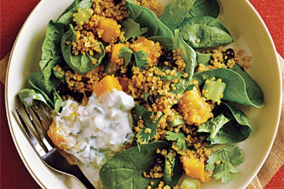 Curried Quinoa Salad with Cucumber-Mint Raita