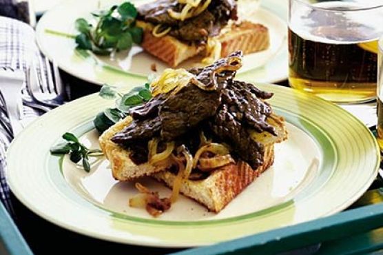 Dad's minute steak with golden onions