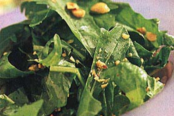 Dandelion Salad with Warm Hazelnut Vinaigrette