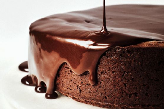 Darkest Chocolate Cake with Red Wine Glaze