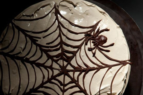 Devil's Food Cake with Chocolate Spiderweb