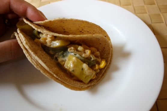 Dinner Tonight: Calabazas Horneadas (Baked Squash, Chiles, and Corn Tacos)