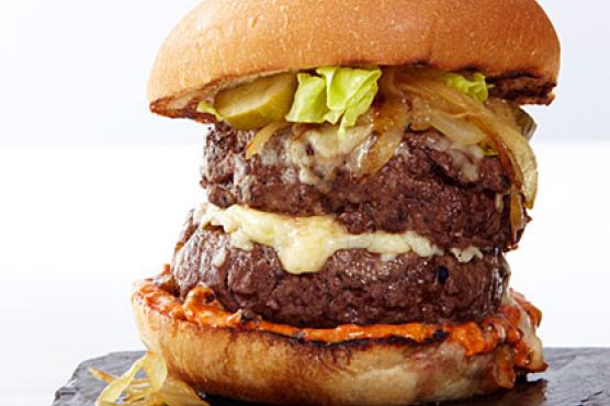 Double Cheeseburgers with Caramelized Onions