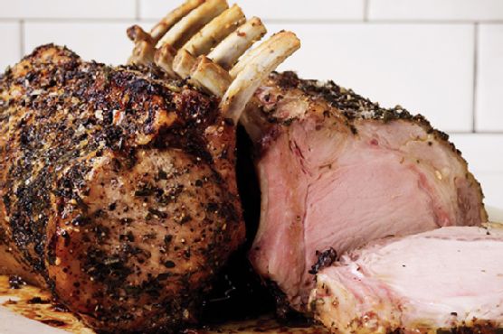 Double Rack of Pork with Burnt Orange-Caramel Pan Sauce