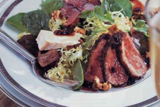 Duck Salad with Cheese Toasts and Port-Currant Sauce