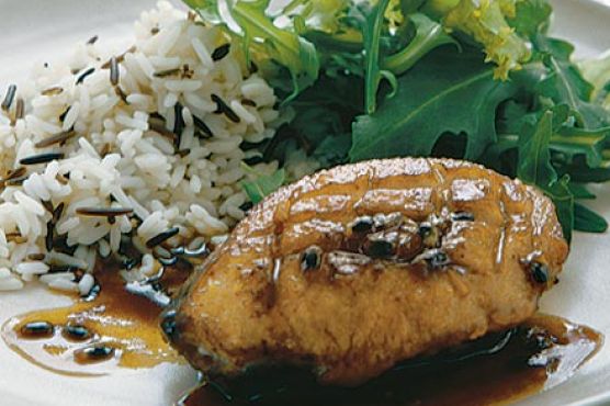 Duck with oriental passion fruit & orange sauce