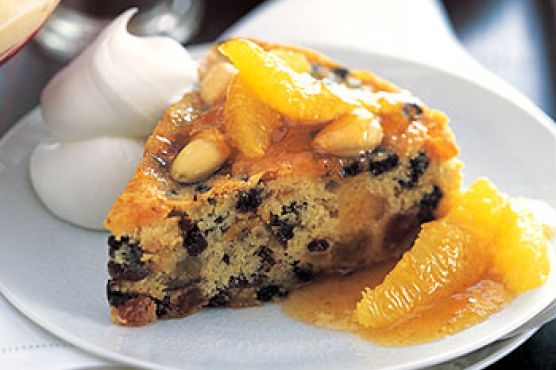 Dundee Cake with Hot Marmalade Sauce