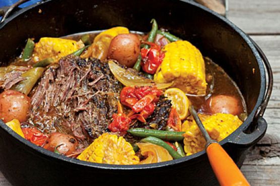 Dutch Oven-Braised Beef and Summer Vegetables
