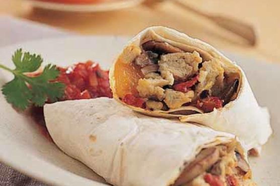 Egg, Mushroom, and Roasted Red-Pepper Burritos