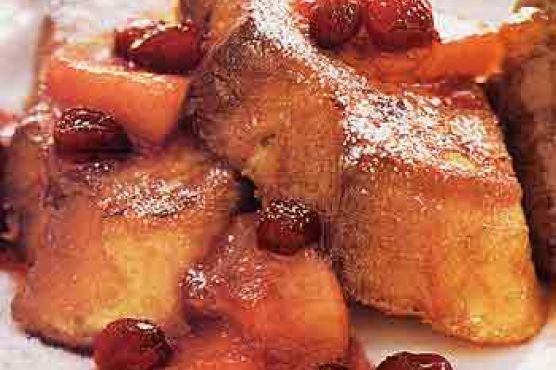 Eggnog French Toast with Cranberry-Apple Compote