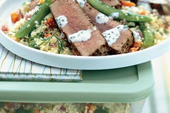 Fennel-Crusted Ahi Tuna with Lemon Aïoli Over Couscous